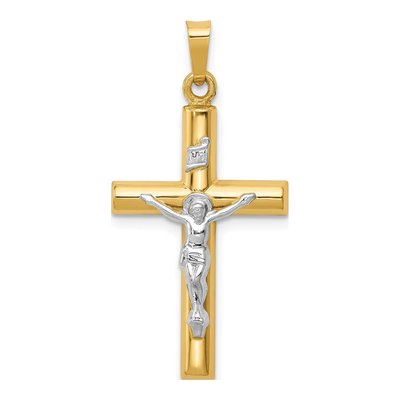 14K Two-Tone Gold INRI Crucifix Pendant