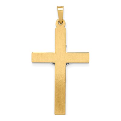 14K Two-Tone Gold INRI Crucifix Pendant – view 4