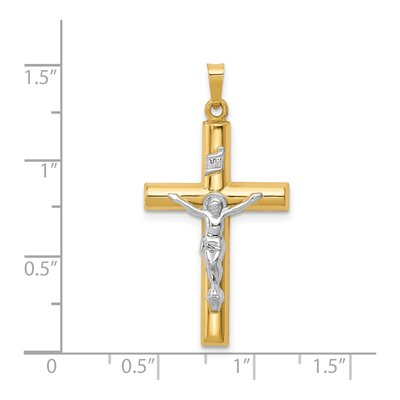 14K Two-Tone Gold INRI Crucifix Pendant – view 5