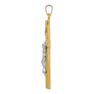 14K Two-Tone Gold INRI Crucifix Pendant – view 3