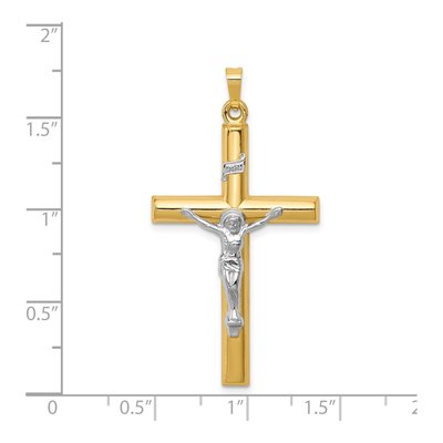 14K Two-Tone Gold INRI Crucifix Pendant – view 4