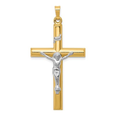 14K Two-Tone Gold INRI Crucifix Pendant