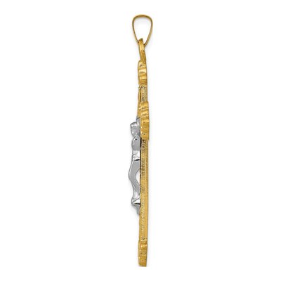 14K Two-Tone Gold INRI Crucifix Pendant – view 3