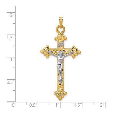 14K Two-Tone Gold INRI Crucifix Pendant – view 4