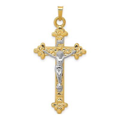 14K Two-Tone Gold INRI Crucifix Pendant