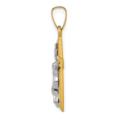 14K Two-Tone Gold INRI Crucifix Pendant – view 3