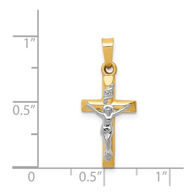 14K Two-Tone Gold INRI Crucifix Pendant – view 4