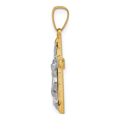 14K Two-Tone Gold INRI Crucifix Pendant – view 3
