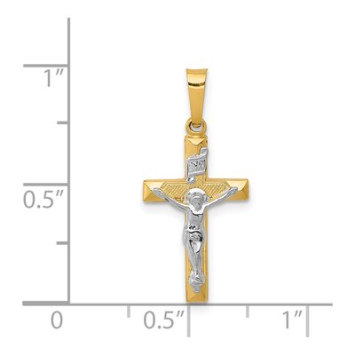 14K Two-Tone Gold INRI Crucifix Pendant – view 4