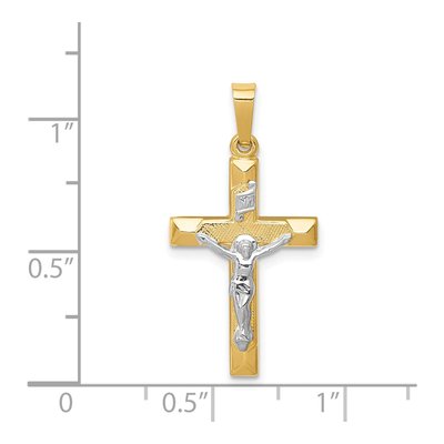 14K Two-Tone Gold INRI Crucifix Pendant – view 4