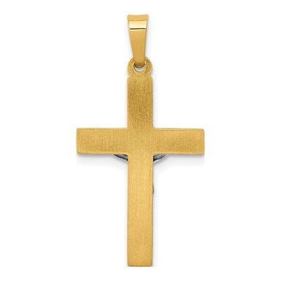 14K Two-Tone Gold INRI Crucifix Pendant – view 5