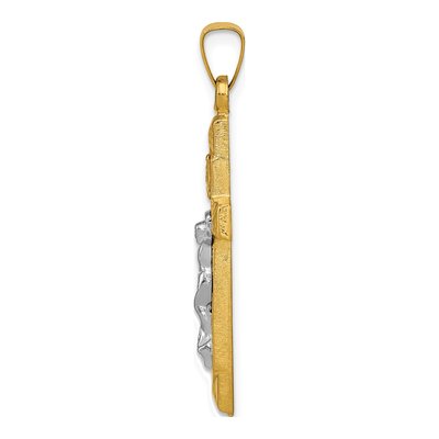 14K Two-Tone Gold INRI Crucifix Pendant – view 3