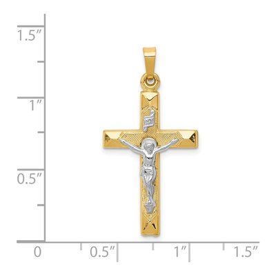 14K Two-Tone Gold INRI Crucifix Pendant – view 4