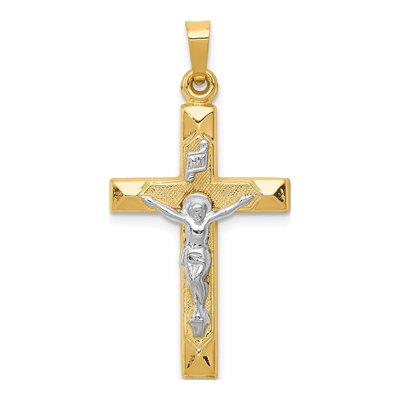 14K Two-Tone Gold INRI Crucifix Pendant