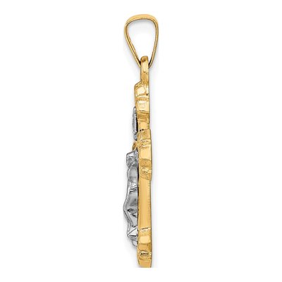 14K Two-Tone Gold INRI Crucifix Pendant – view 3