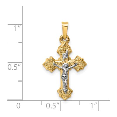 14K Two-Tone Gold INRI Crucifix Pendant – view 4