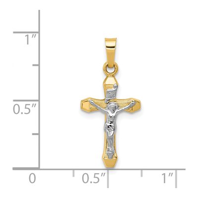 14K Two-Tone Gold INRI Crucifix Pendant – view 4