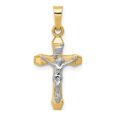 14K Two-Tone Gold INRI Crucifix Pendant