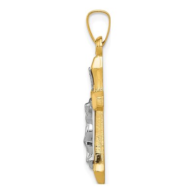 14K Two-Tone Gold INRI Crucifix Pendant – view 3