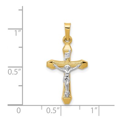 14K Two-Tone Gold INRI Crucifix Pendant – view 4