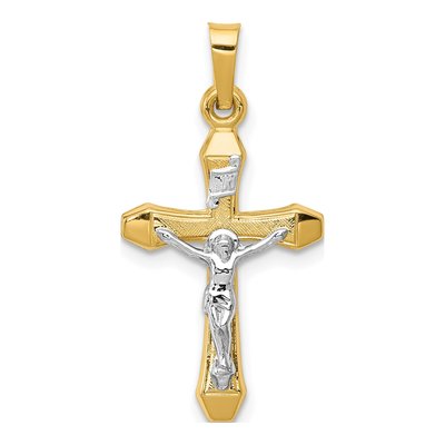 14K Two-Tone Gold INRI Crucifix Pendant