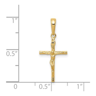 14K Yellow Gold INRI Hollow Crucifix Pendant – view 4