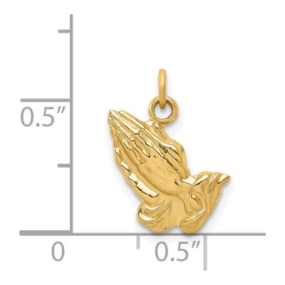 14K Yellow Gold Praying Hands Pendant – view 4