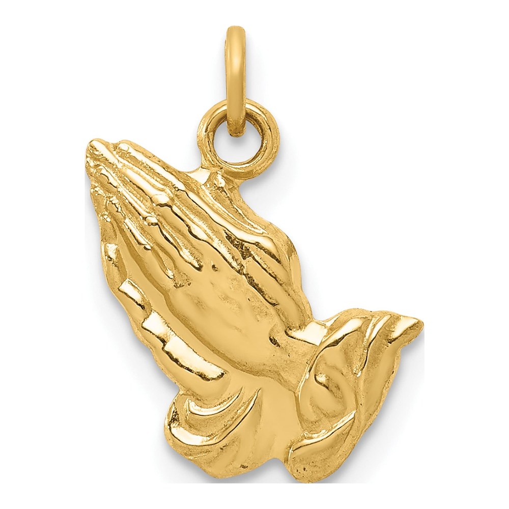 14K Yellow Gold Praying Hands Pendant