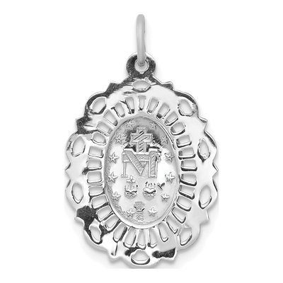 14K White Gold Miraculous Medal Oval Pendant – view 5