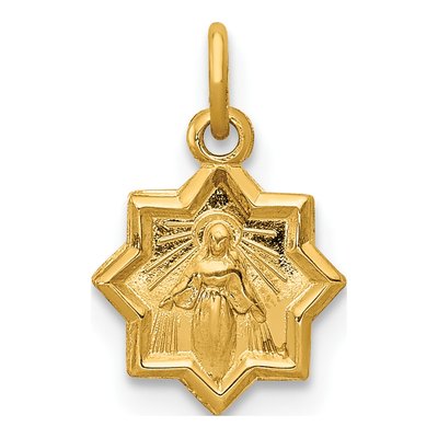 14K Yellow Gold Blessed Virgin Mary Charm
