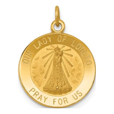 14K Yellow Gold Our of Loreto Medal Charm