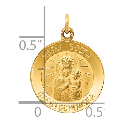 14K Yellow Gold Matka Boska Czestochowska Medal Pendant – view 4