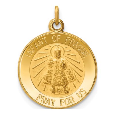 14K Yellow Gold Infant of Prague Medal Charm