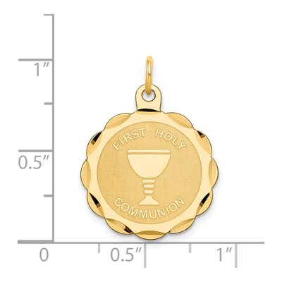 14K Yellow Gold First Communion Disc Pendant – view 4