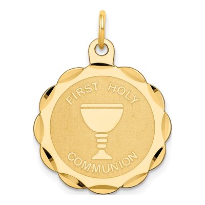 14K Yellow Gold First Communion Disc Pendant