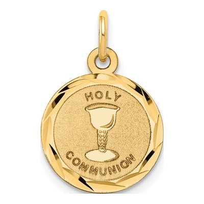 14K Yellow Gold Holy Communion Round Disc Charm