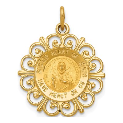 14K Yellow Gold Sacred Heart of Jesus Charm