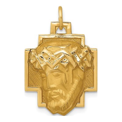 14K Yellow Gold Diamond-Cut Jesus Charm