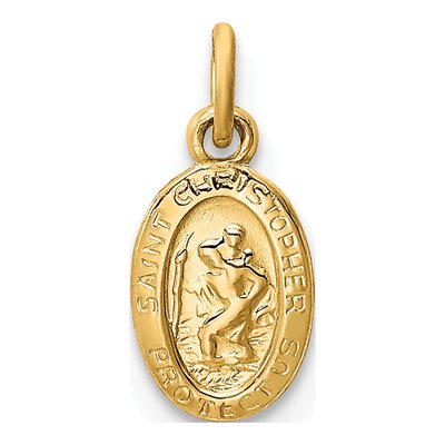 14K Yellow Gold Saint Christopher Medal Charm