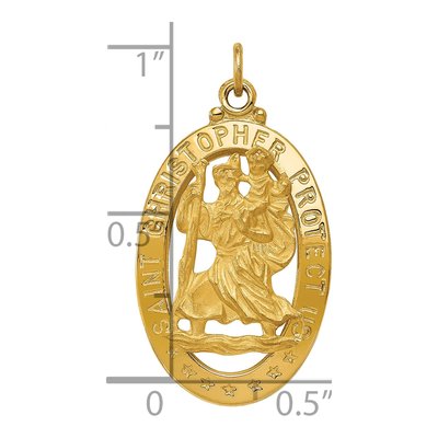 14K Yellow Gold Saint Christopher Medal Pendant – view 4