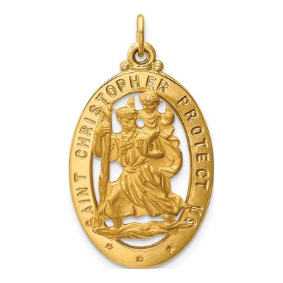 14K Yellow Gold Saint Christopher Medal Pendant