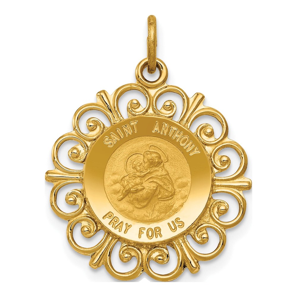 14K Yellow Gold Saint Anthony Medal Pendant