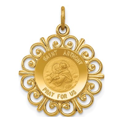 14K Yellow Gold Saint Anthony Medal Pendant