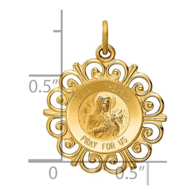 14K Yellow Gold Saint Theresa Medal Charm – view 4