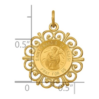 14K Yellow Gold Saint Francis of Assisi Medal Pendant – view 5