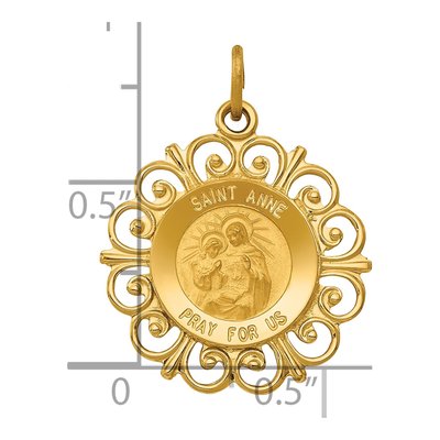 14K Yellow Gold Saint Anne Medal Charm – view 4