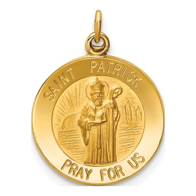 14K Yellow Gold Saint Patrick Medal Charm
