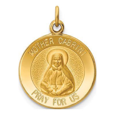 14K Yellow Gold Mother Cabrini Medal Charm