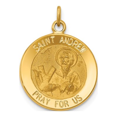 14K Yellow Gold Saint Andrew Medal Charm