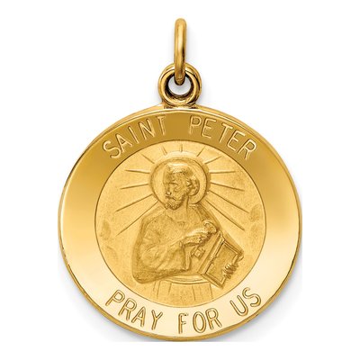 14K Yellow Gold Saint Peter Medal Pendant